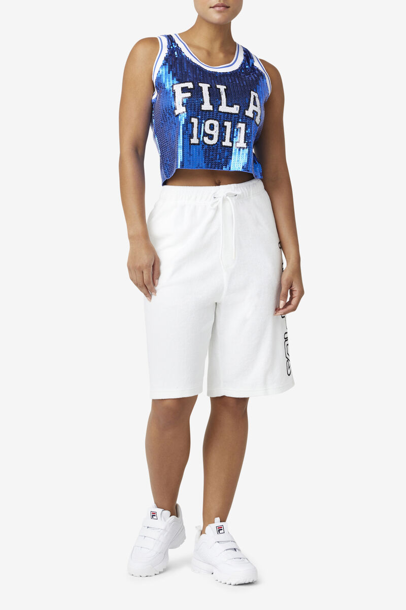 Women's Fila Kiki Glam Crop Jersey T Shirts Blue | Yr6HSmlwEUM