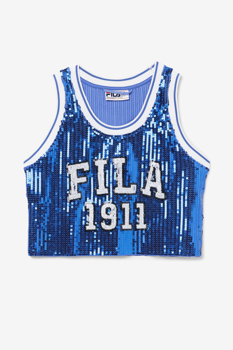 Women\'s Fila Kiki Glam Crop Jersey T Shirts Blue | Yr6HSmlwEUM