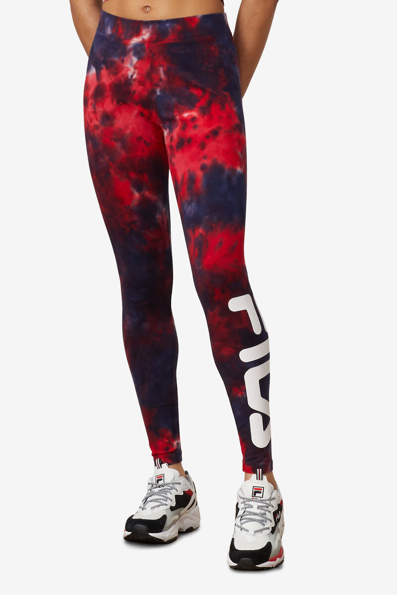 Women's Fila Laila Tie Dye Legging Leggings Navy / Red | Ek3yXcqtj2G