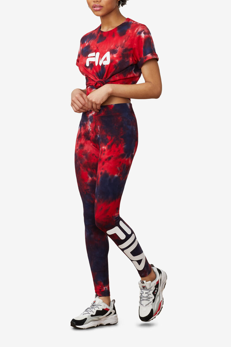 Women's Fila Laila Tie Dye Legging Leggings Navy / Red | Ek3yXcqtj2G