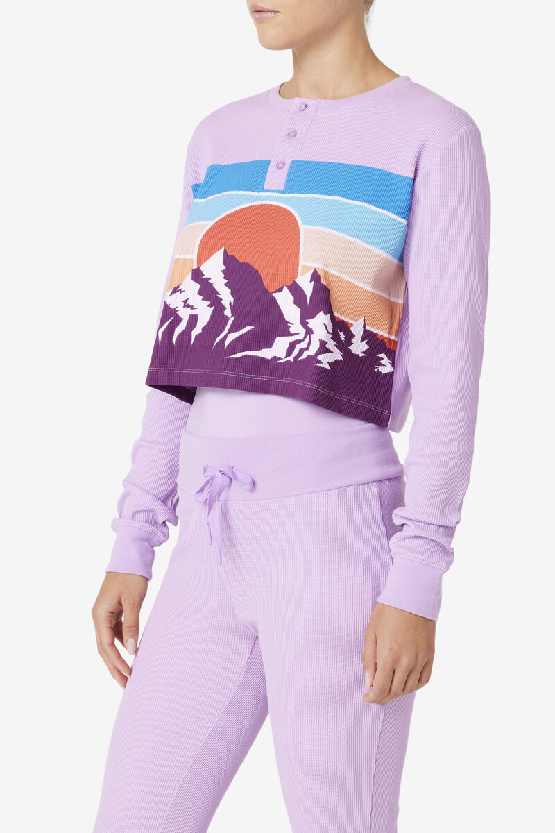 Women's Fila Liza Thermal Henley Tracksuits Lavender | EWuDHAZnrg2