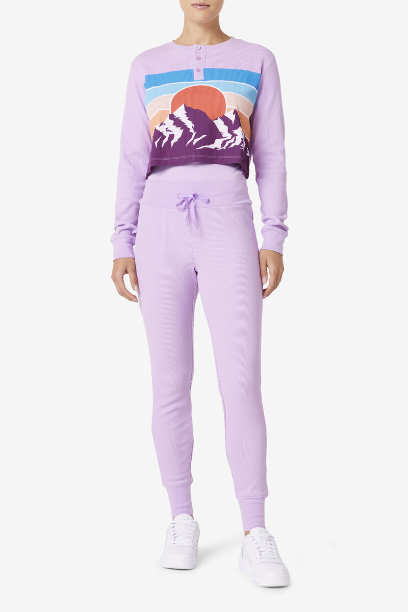 Women's Fila Liza Thermal Henley Tracksuits Lavender | EWuDHAZnrg2