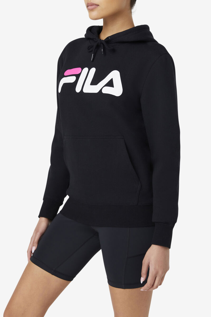 Women's Fila Lucy Hoodie Hoodies Black / White / Pink | AohXkOzxPTt