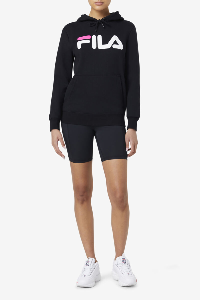Women's Fila Lucy Hoodie Hoodies Black / White / Pink | AohXkOzxPTt