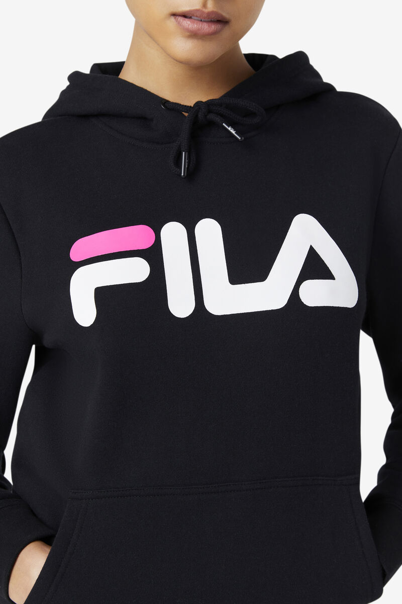 Women's Fila Lucy Hoodie Hoodies Black / White / Pink | AohXkOzxPTt