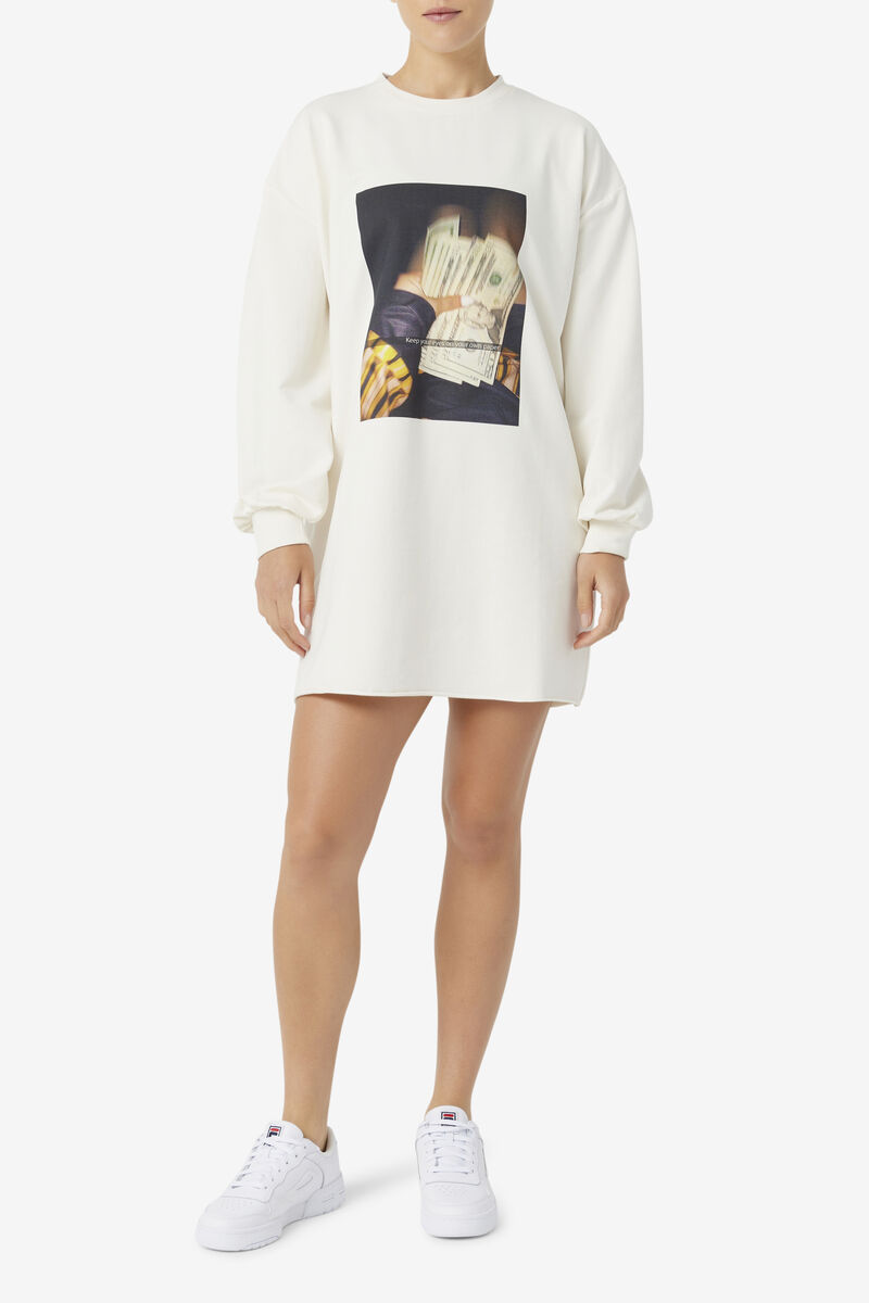 Women's Fila Madelyn Dress Dresses White | fEAZlJ8yLv9