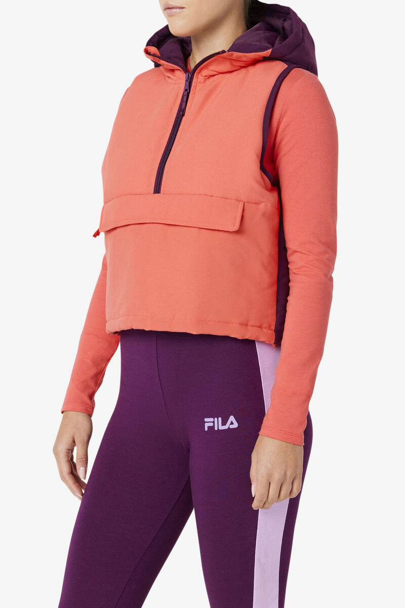 Women's Fila Nevaeh Half Zip Vest Outerwear Pink | gOuJuTPmKlz