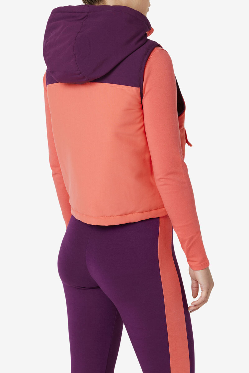 Women's Fila Nevaeh Half Zip Vest Outerwear Pink | gOuJuTPmKlz