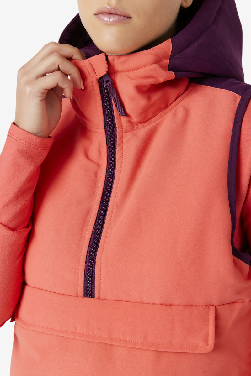 Women's Fila Nevaeh Half Zip Vest Outerwear Pink | gOuJuTPmKlz