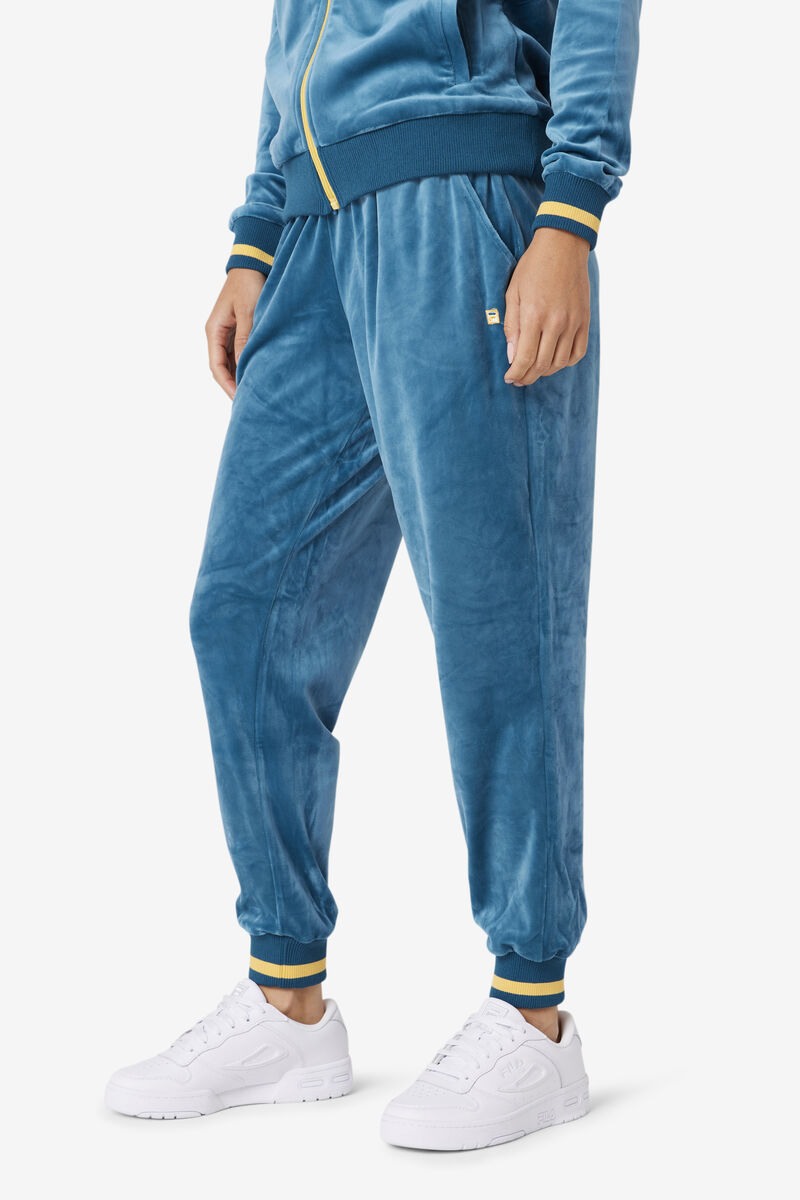 Women's Fila Omorose Velour Jogger Tracksuits Blue Coral | feCPMfpjVUl
