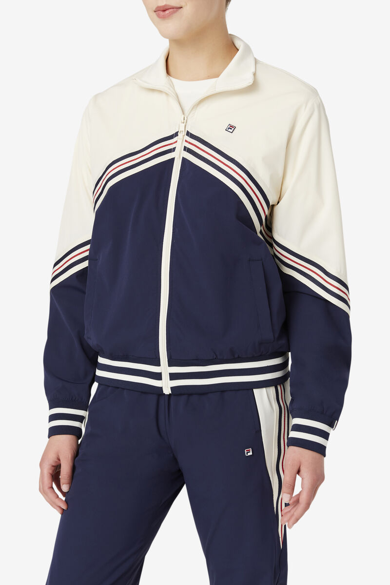 Women's Fila Ornelia Track Jacket Tracksuits Navy / White | U2UYNICcYIN