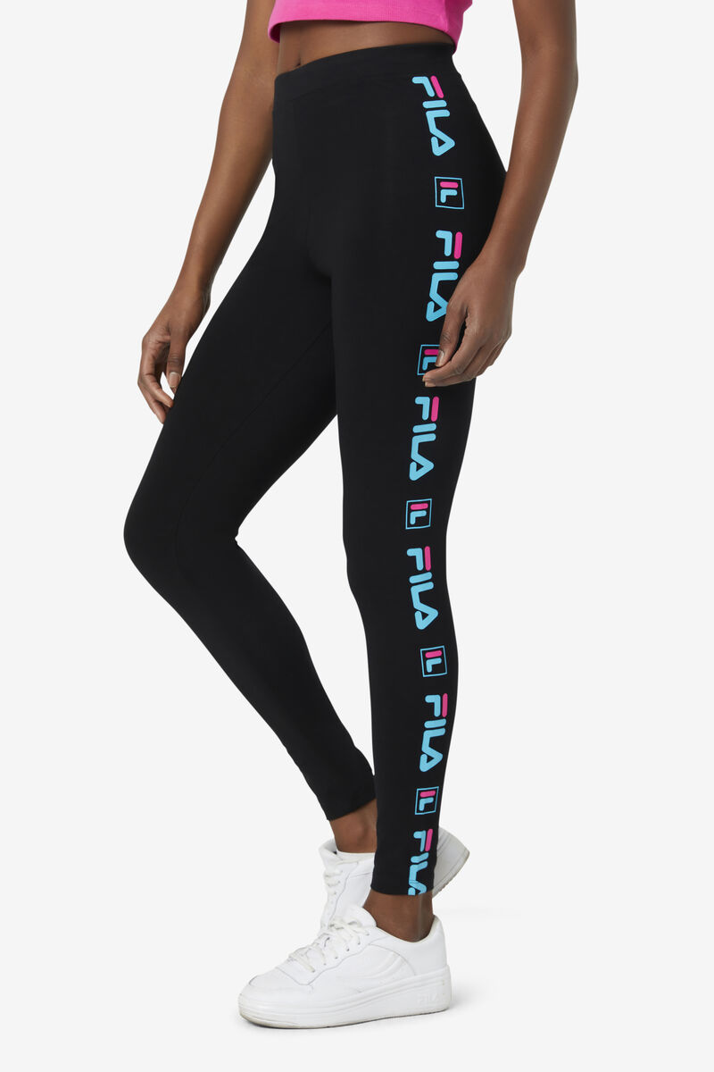 Women's Fila Parma Legging Leggings Black / Blue / Pink | VR9eQW3RPzS