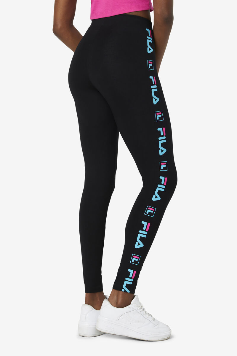 Women's Fila Parma Legging Leggings Black / Blue / Pink | VR9eQW3RPzS
