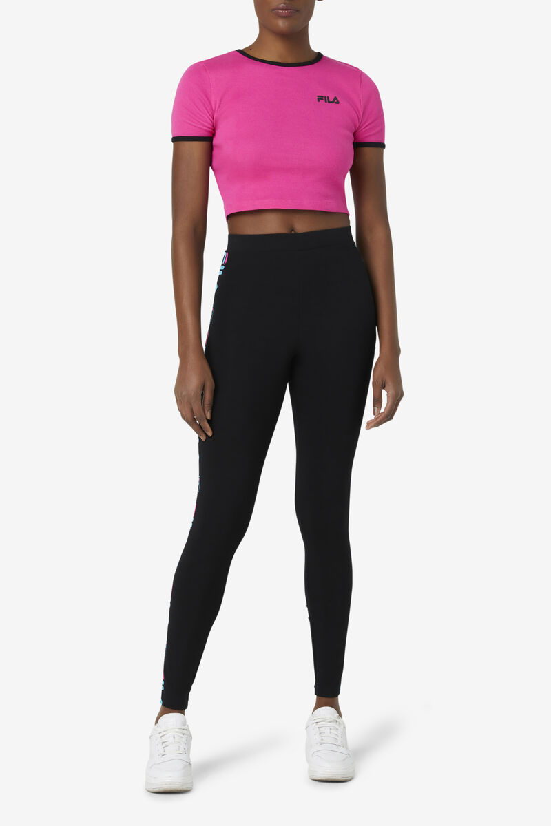 Women's Fila Parma Legging Leggings Black / Blue / Pink | VR9eQW3RPzS