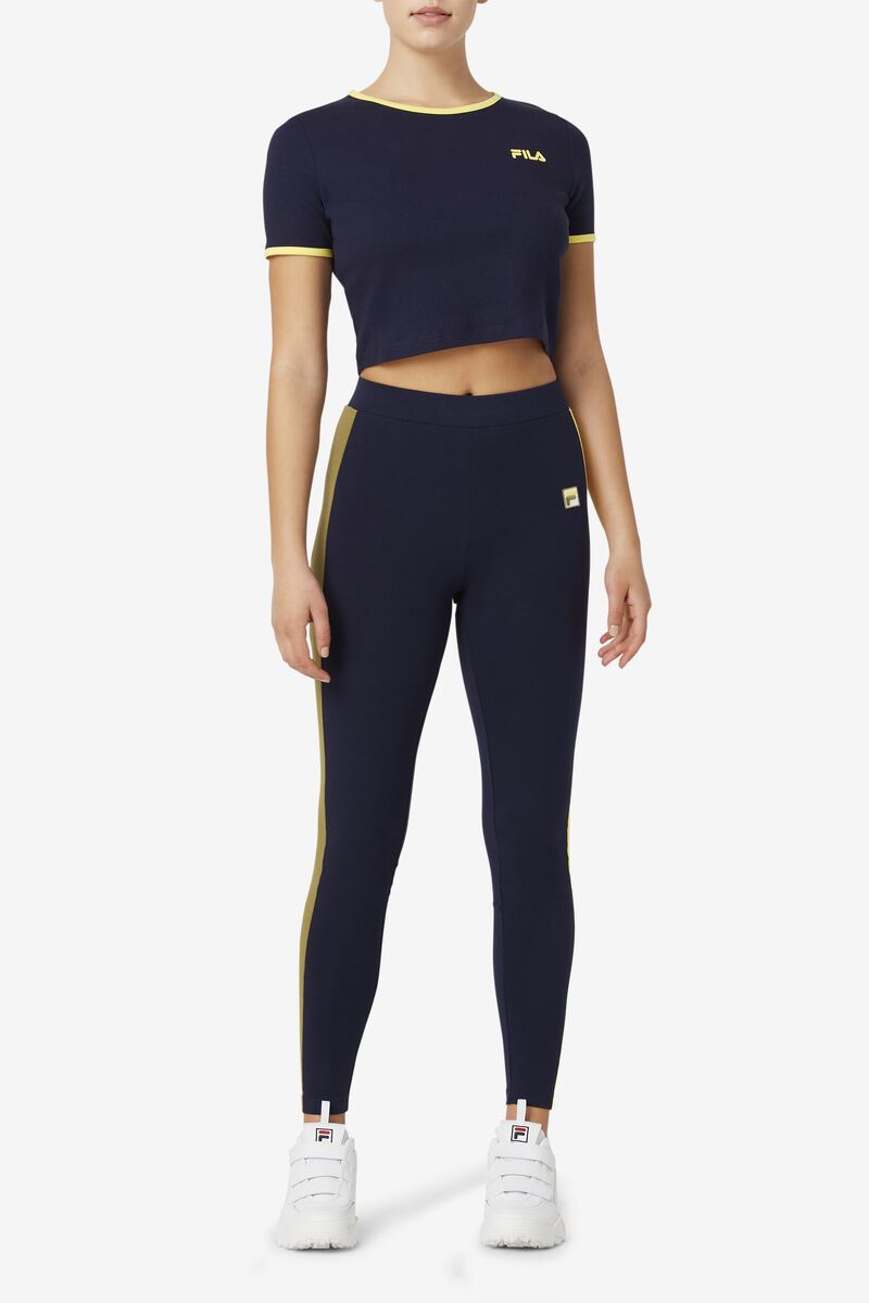 Women's Fila Perla Crop Top T Shirts Navy | KIQgkaUeThG