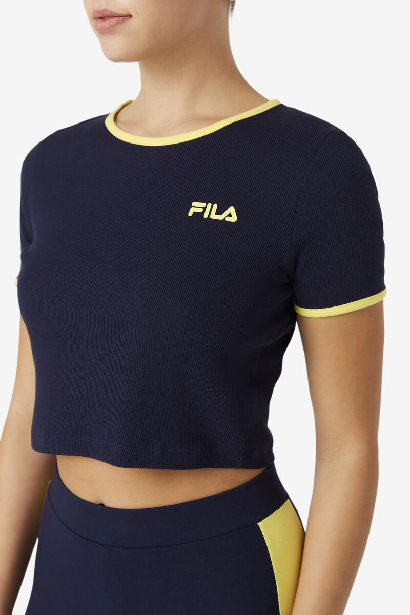 Women's Fila Perla Crop Top T Shirts Navy | KIQgkaUeThG