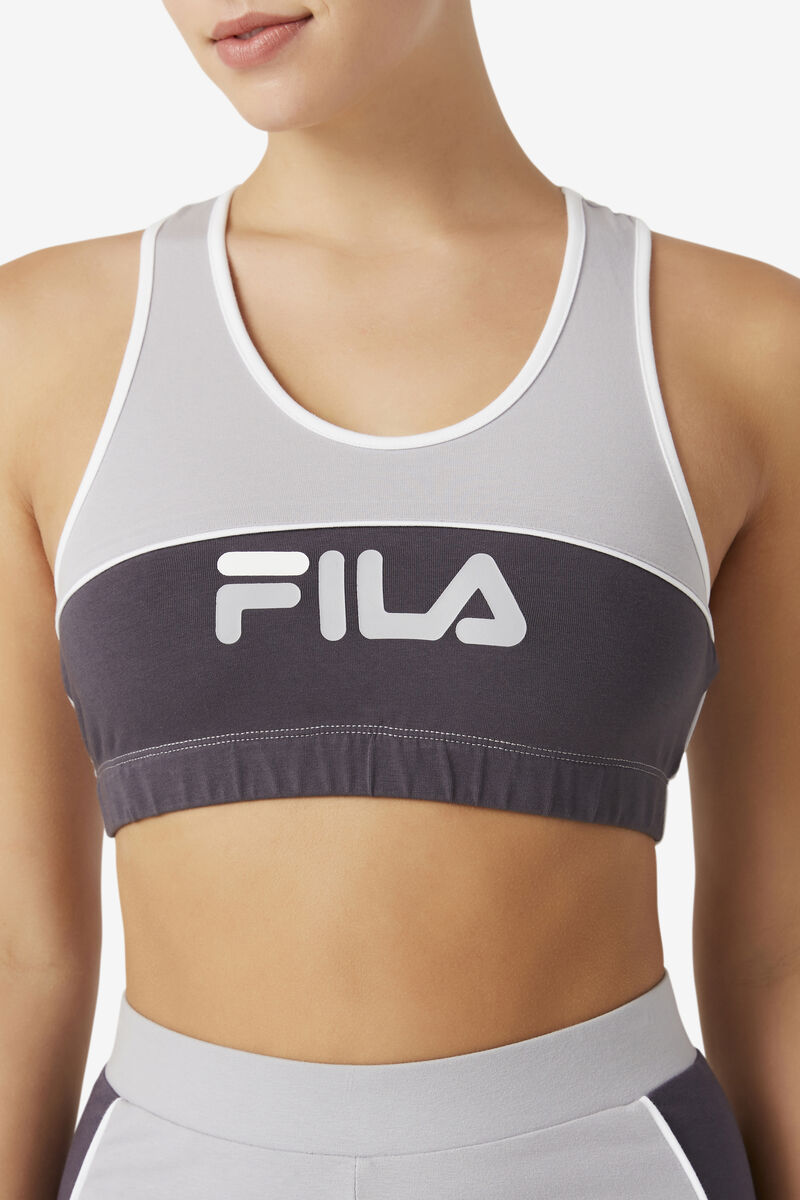 Women's Fila Poesia Bra Top Leggings Silver / White | ETb4FZHLg1U