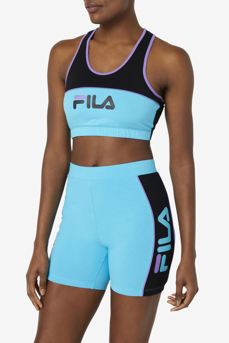 Women's Fila Poesia Bra Top Shorts Black / Blue / Purple | OKN6dbQgJcv