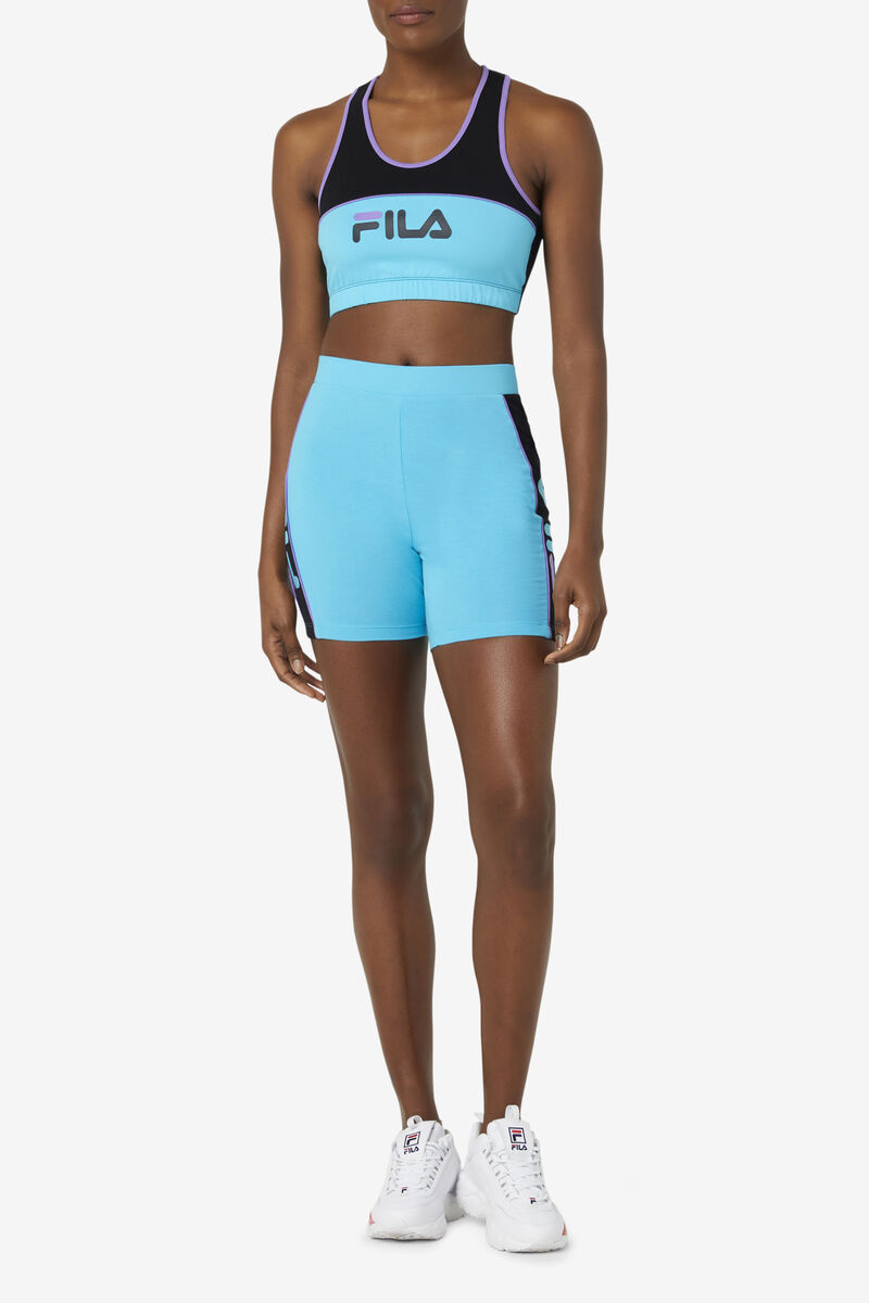 Women's Fila Poesia Bra Top Shorts Black / Blue / Purple | OKN6dbQgJcv