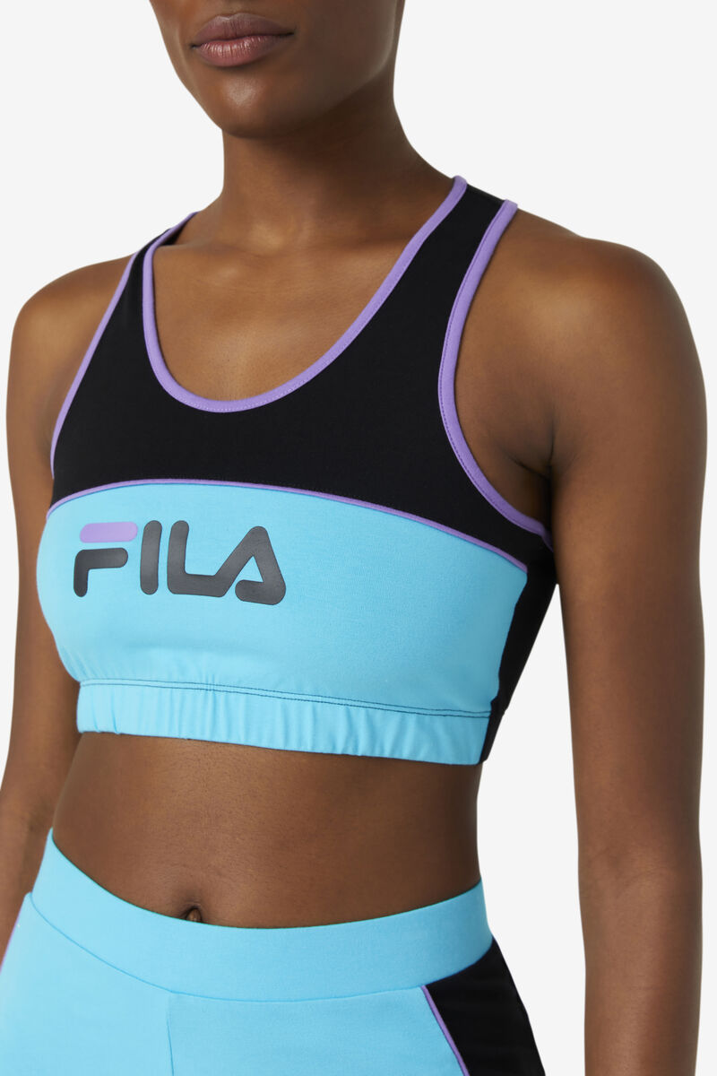 Women's Fila Poesia Bra Top Shorts Black / Blue / Purple | OKN6dbQgJcv