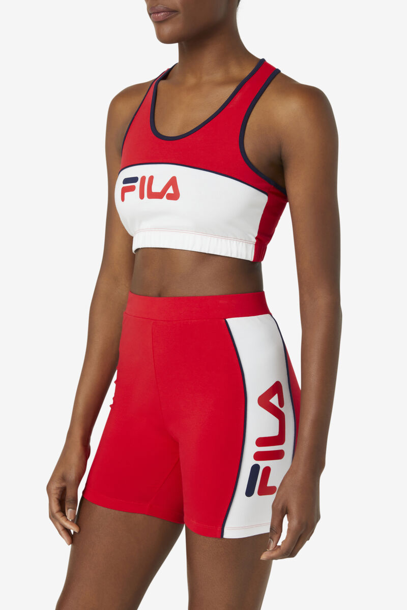 Women's Fila Poesia Bra Top Shorts Red / White / Navy | Qfl4LJaZu4u
