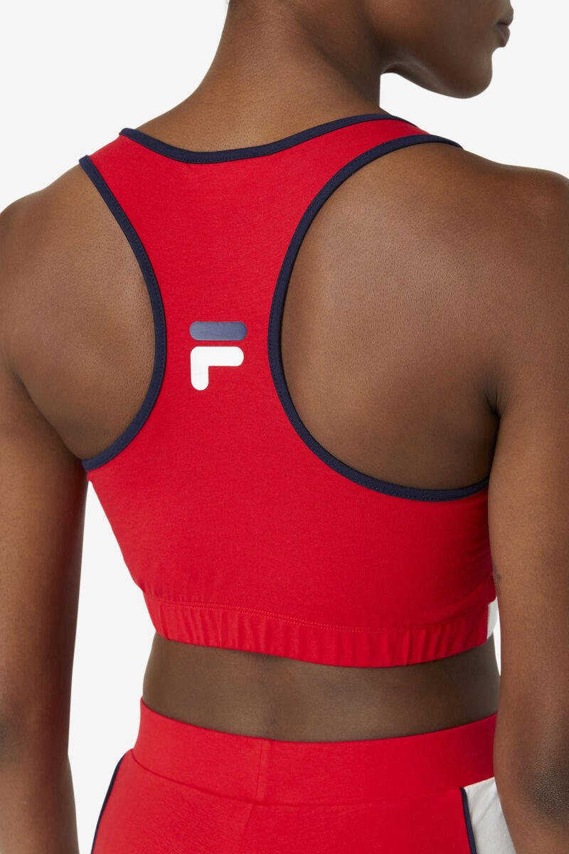 Women's Fila Poesia Bra Top Shorts Red / White / Navy | Qfl4LJaZu4u