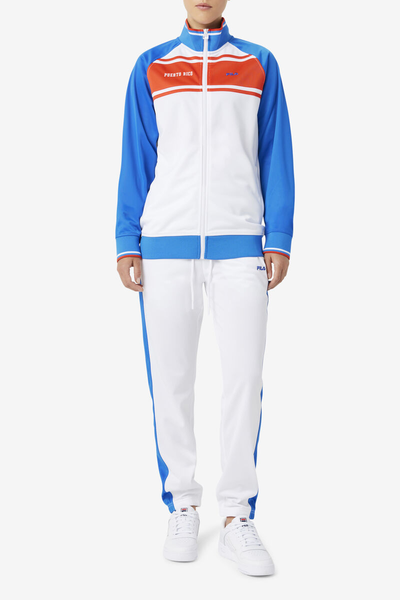 Women's Fila Puerto Rico Pant Tracksuits White / Blue | ZJ7hUriHgrQ
