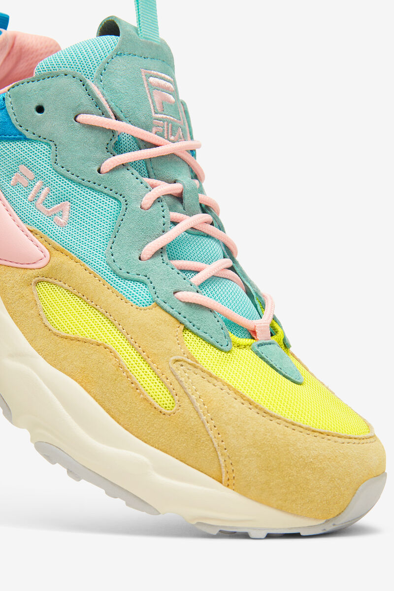 Women's Fila Ray Tracer Lab Premium Sport Shoes Yellow / Light Turquoise / Blue | i6DIb47D9Zw