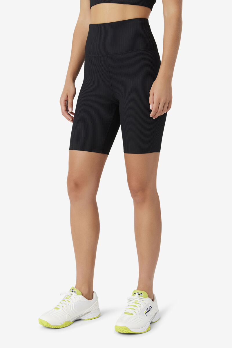 Women's Fila Ribbed Essentials | Cam High Rise Bike Short Shorts Black | B7xoavFdyk3