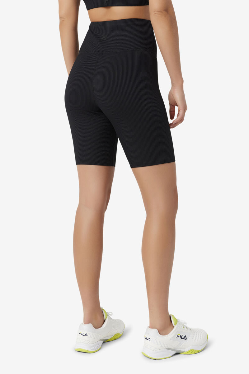 Women's Fila Ribbed Essentials | Cam High Rise Bike Short Shorts Black | B7xoavFdyk3