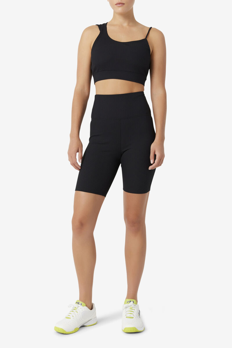 Women's Fila Ribbed Essentials | Cam High Rise Bike Short Shorts Black | B7xoavFdyk3
