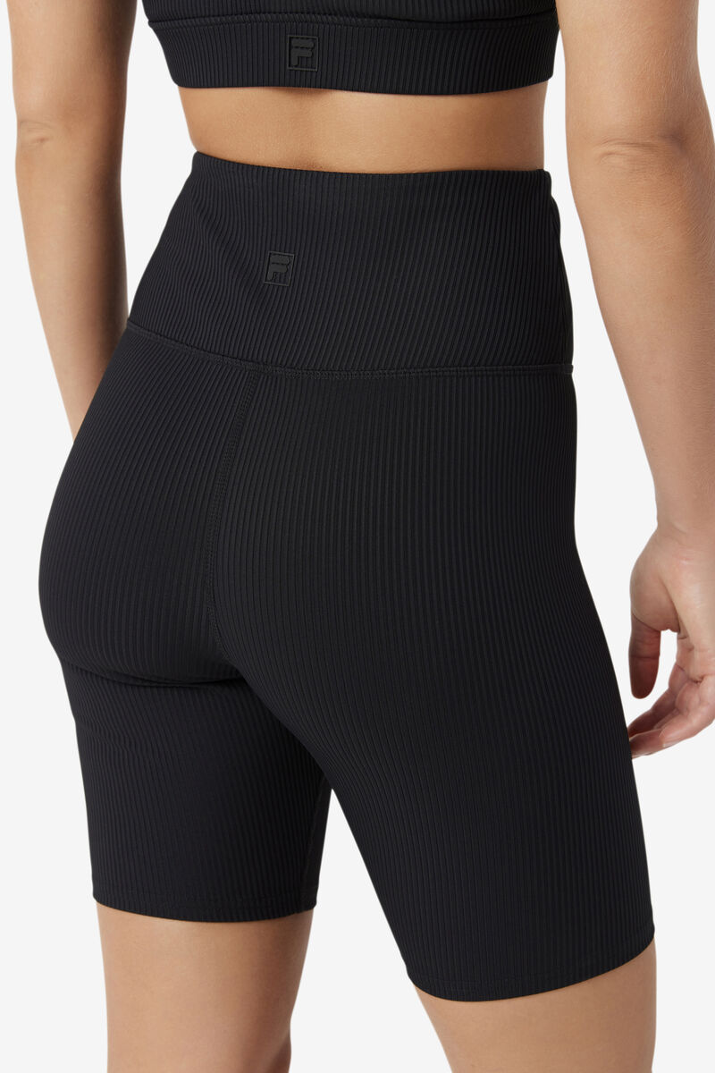 Women's Fila Ribbed Essentials | Cam High Rise Bike Short Shorts Black | B7xoavFdyk3