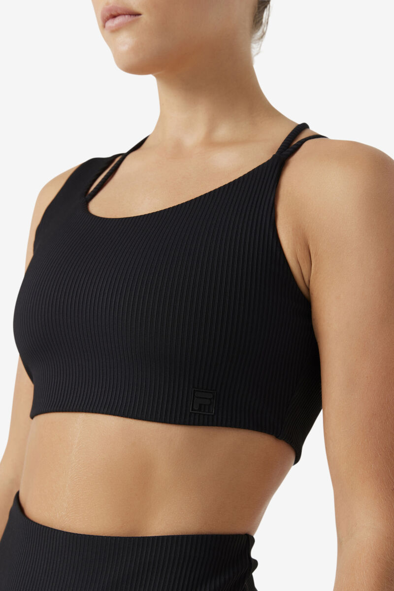 Women's Fila Ribbed Essentials | na Bra Top T Shirts Black | BJpW7Km4qPv