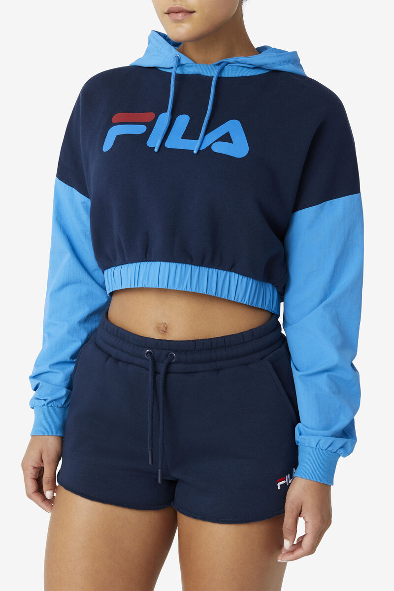Women's Fila Saachi Hoodie Hoodies Blue / Navy / Red | Py3e386OA6C