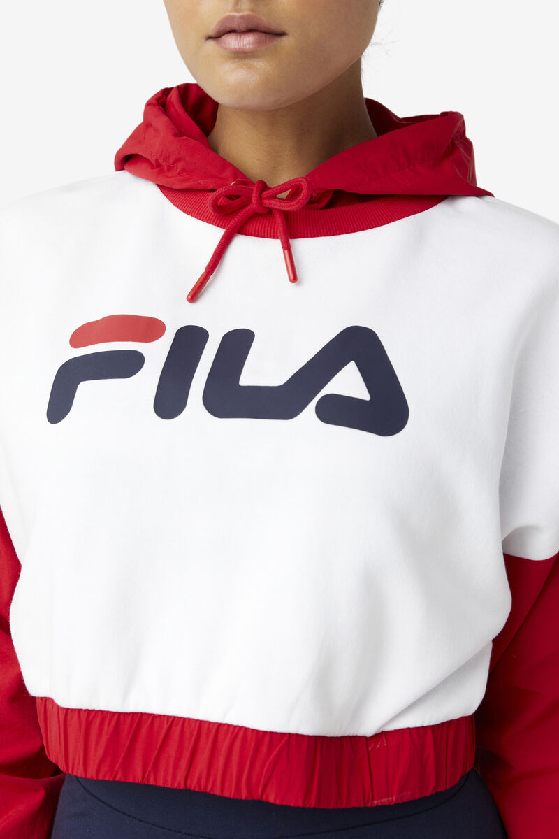 Women's Fila Saachi Hoodie Hoodies Red / White / Navy | 3VgVo8zNK4o