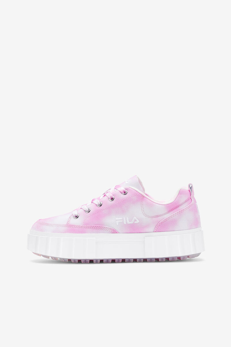 Women's Fila Sandblast Low Mottled Tie Dye Sneakers Lavender / White / White | 1u56WETTLs5