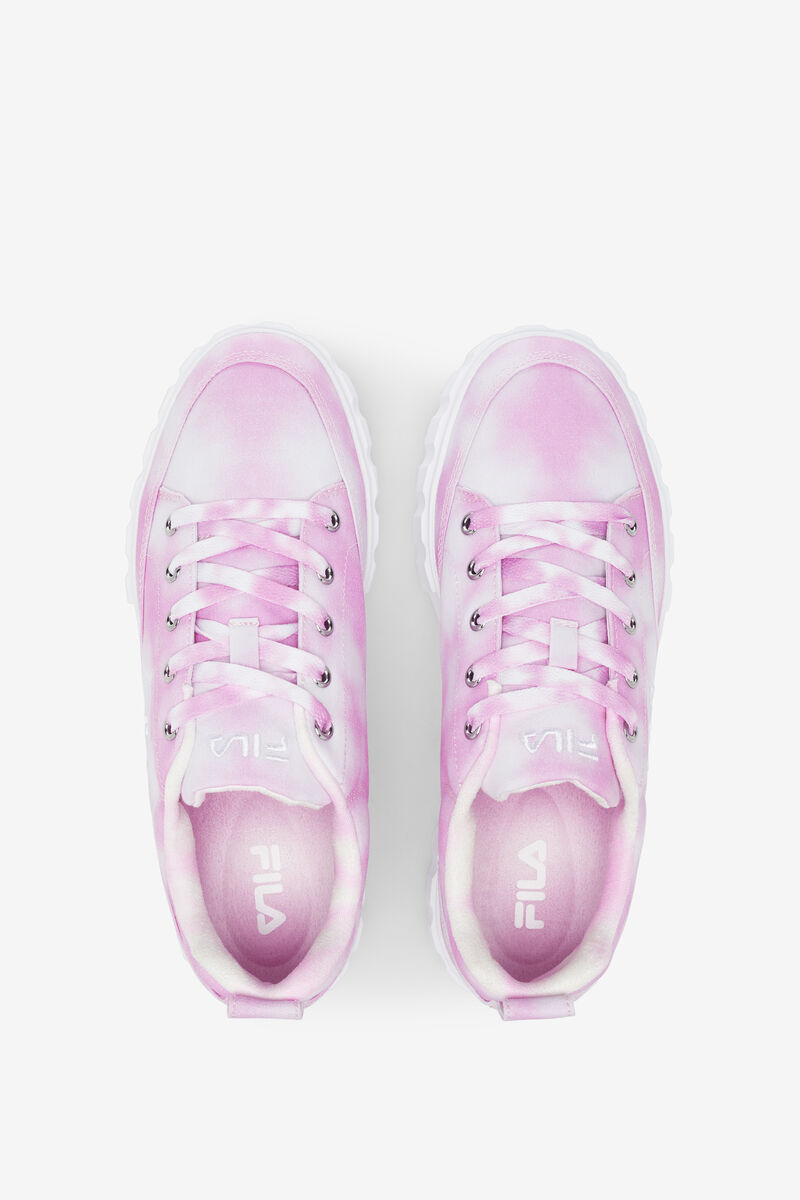 Women's Fila Sandblast Low Mottled Tie Dye Sneakers Lavender / White / White | 1u56WETTLs5
