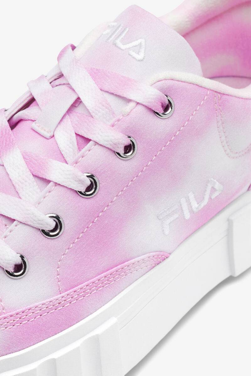 Women's Fila Sandblast Low Mottled Tie Dye Sneakers Lavender / White / White | 1u56WETTLs5