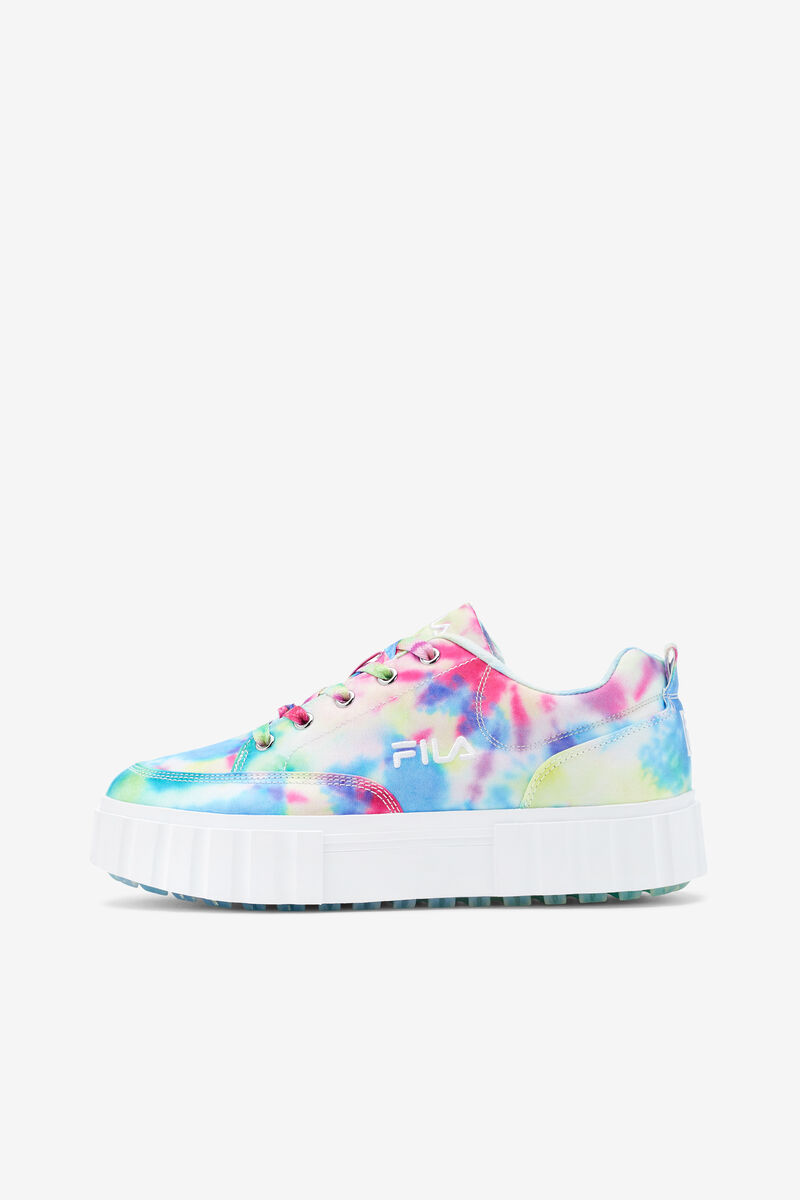 Women's Fila Sandblast Low Mottled Tie Dye Sneakers Green / Blue / White | LBiZLjTGj3x