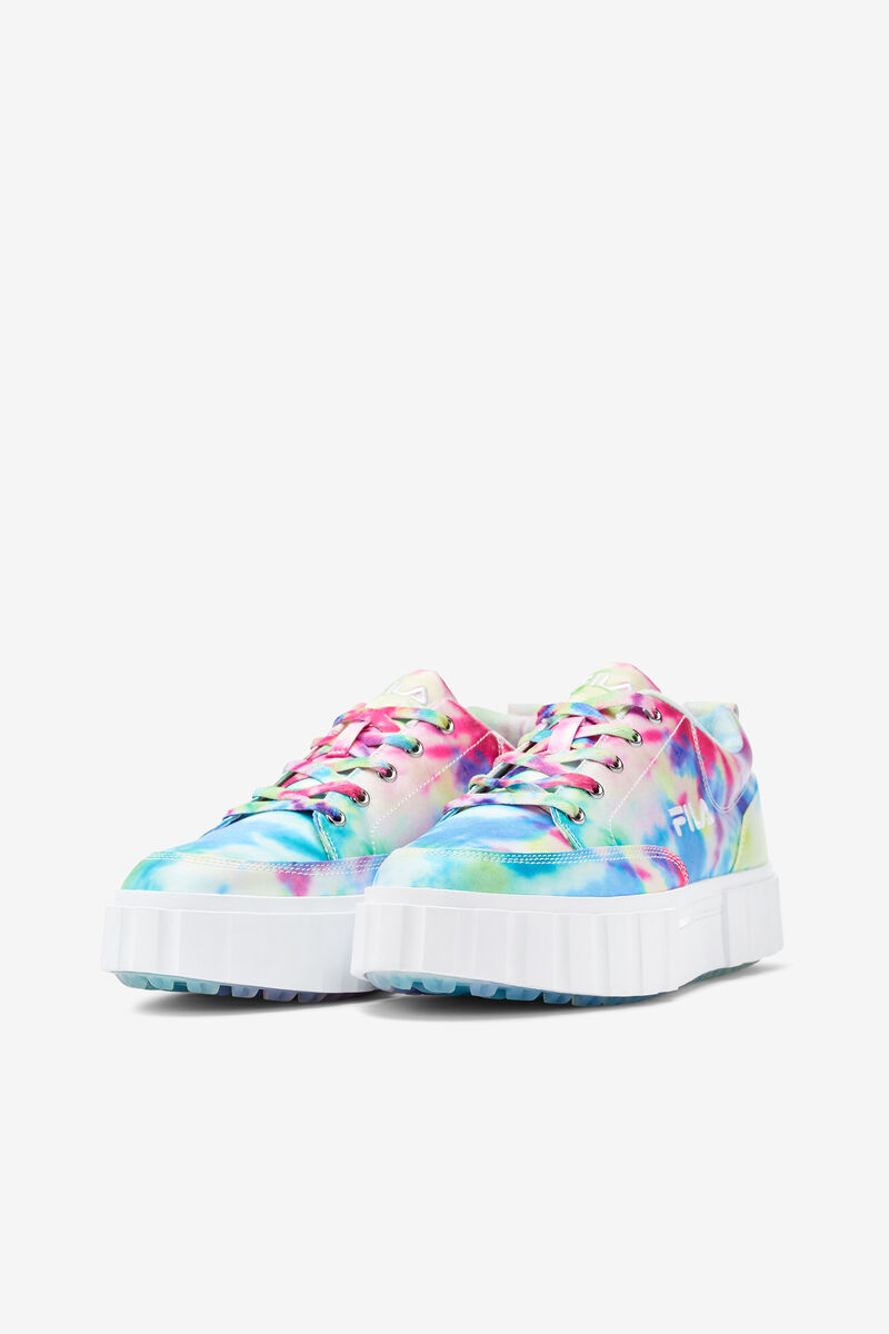 Women's Fila Sandblast Low Mottled Tie Dye Sneakers Green / Blue / White | LBiZLjTGj3x