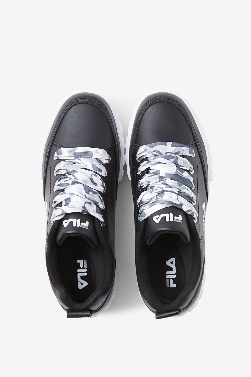 Women's Fila Sandblast Low Satin Lace Sneakers Black / White | 14tz9l4cAZD