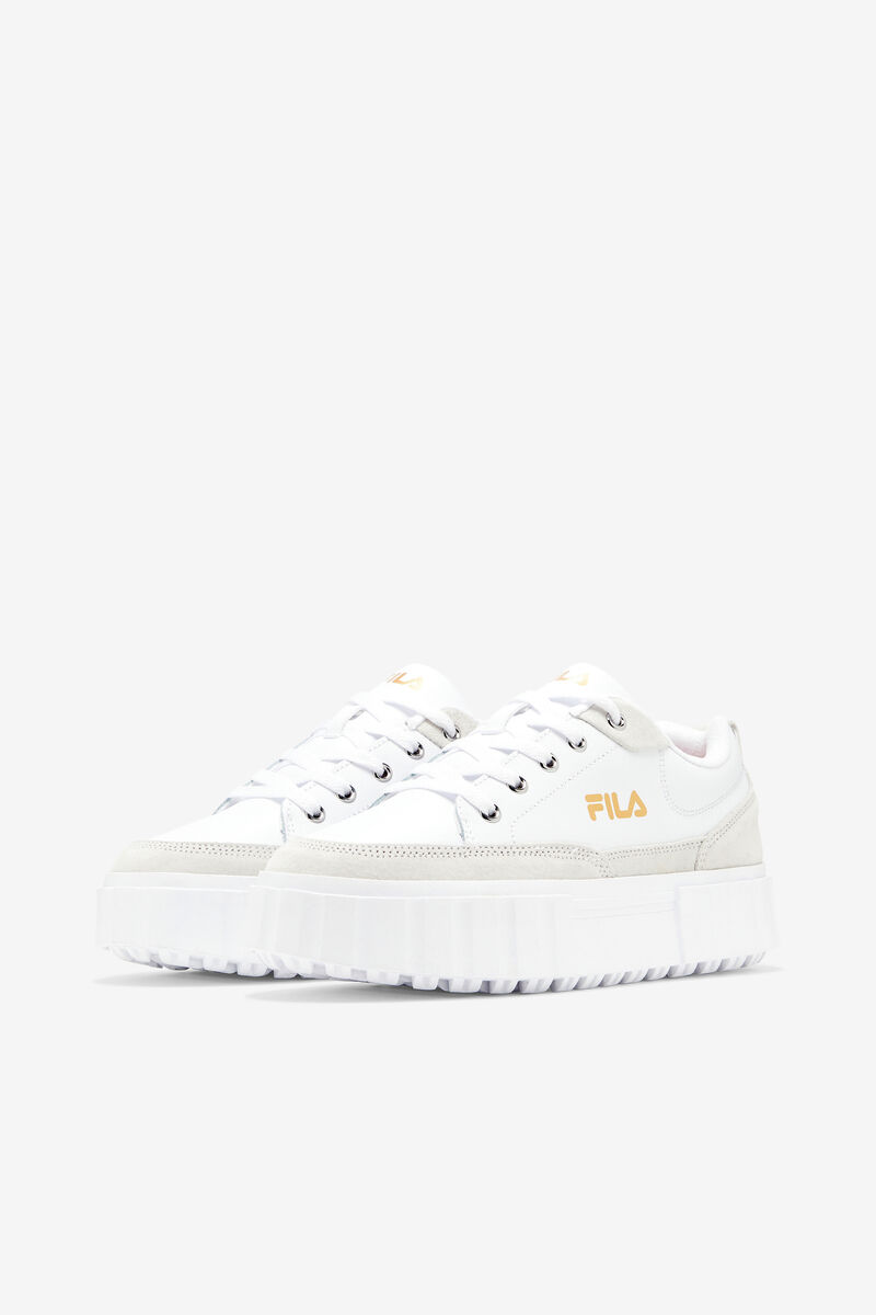 Women's Fila Sandblast Low Sneakers White / White / Metal Gold | Ycr4nfvF6Uw