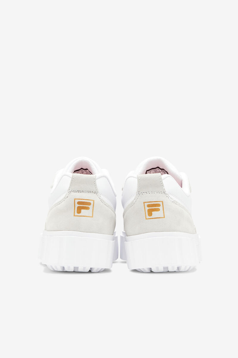 Women's Fila Sandblast Low Sneakers White / White / Metal Gold | Ycr4nfvF6Uw