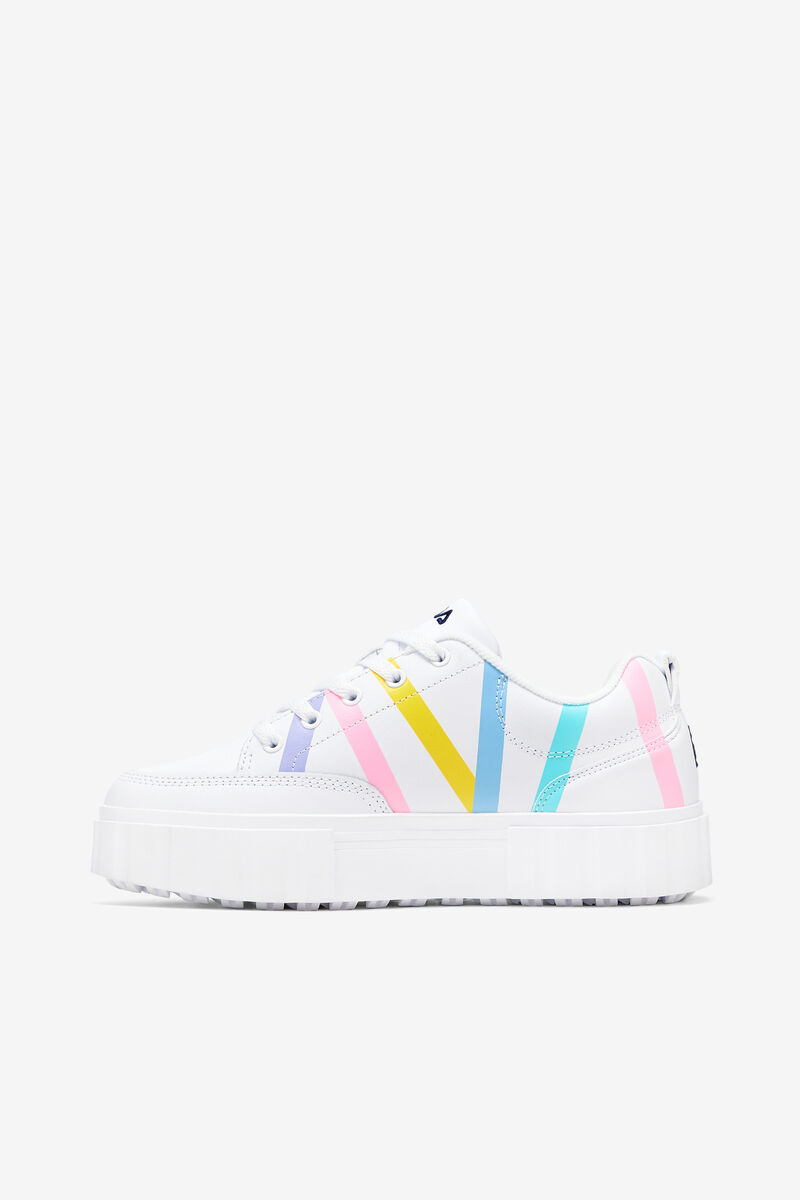 Women's Fila Sandblast Low Stripe Sneakers White / Blue | nFExJf8BuDh