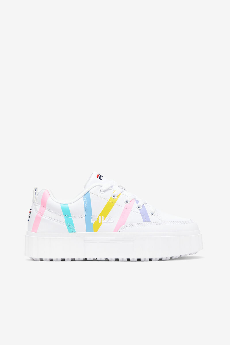 Women\'s Fila Sandblast Low Stripe Sneakers White / Blue | nFExJf8BuDh