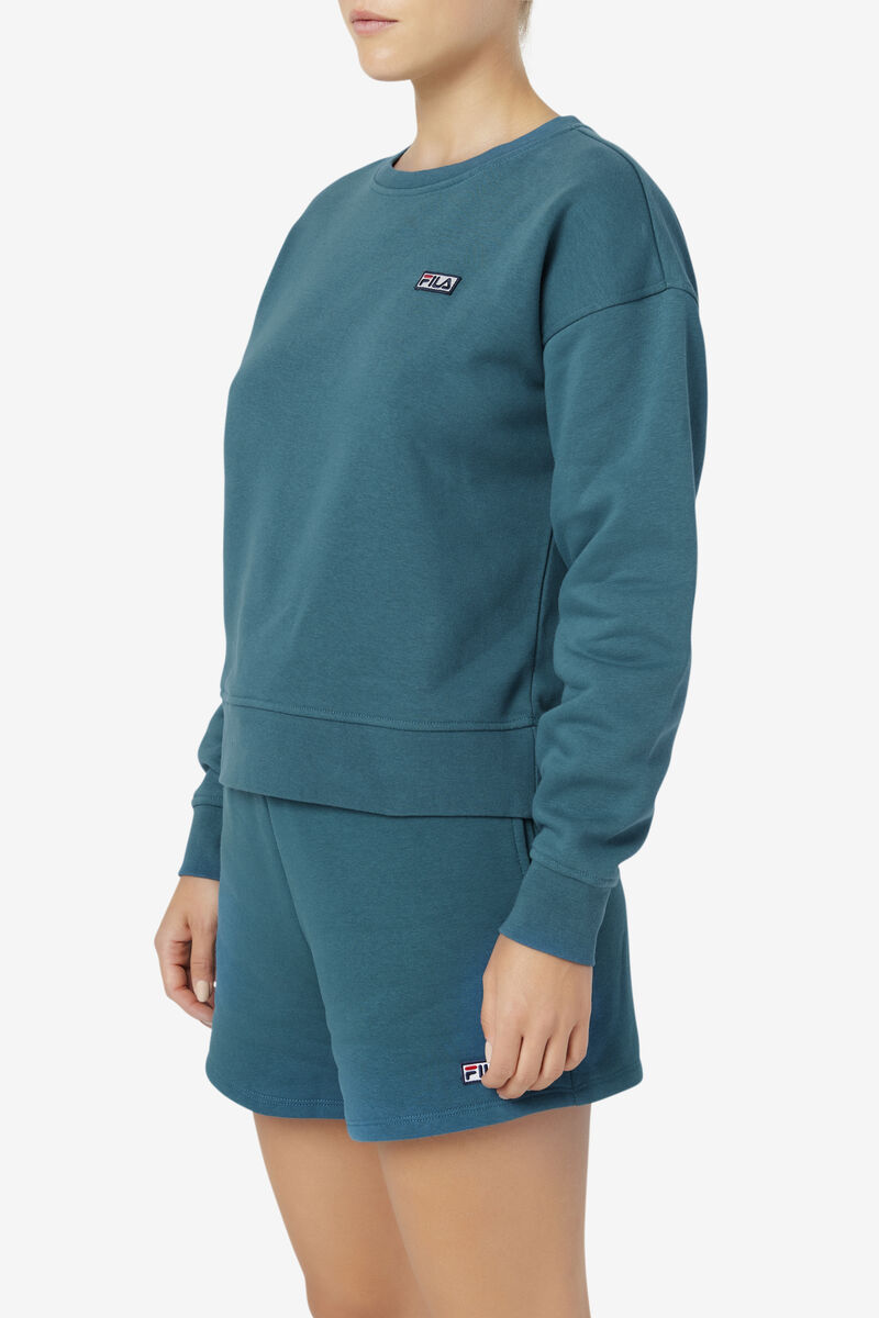 Women's Fila Stina Crew Sweatshirts Blue Coral | l6sdw4pzAeq
