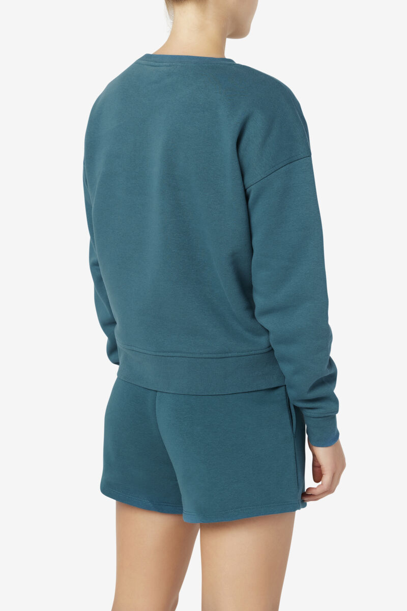 Women's Fila Stina Crew Sweatshirts Blue Coral | l6sdw4pzAeq