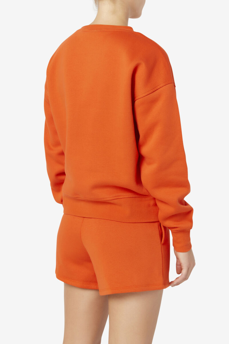 Women's Fila Stina Crew Sweatshirts Orange | jqFhGBQUhCU
