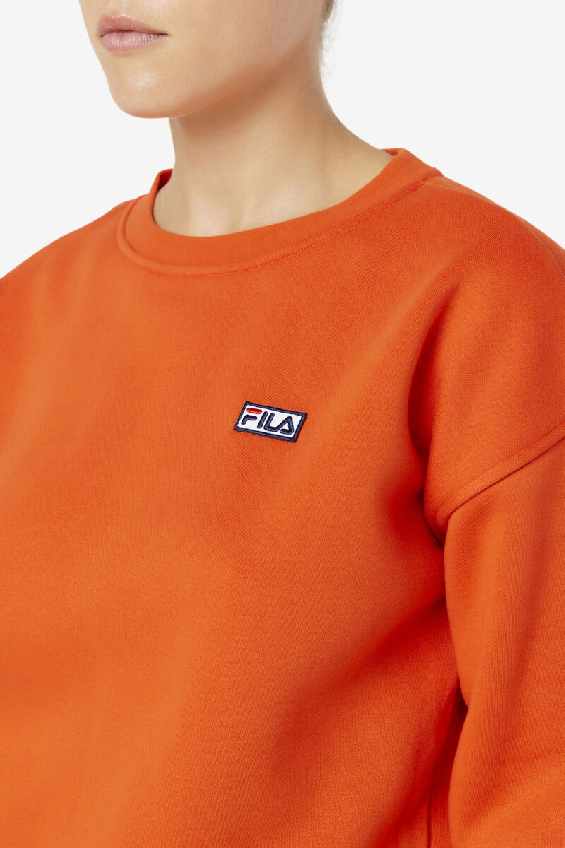 Women's Fila Stina Crew Sweatshirts Orange | jqFhGBQUhCU