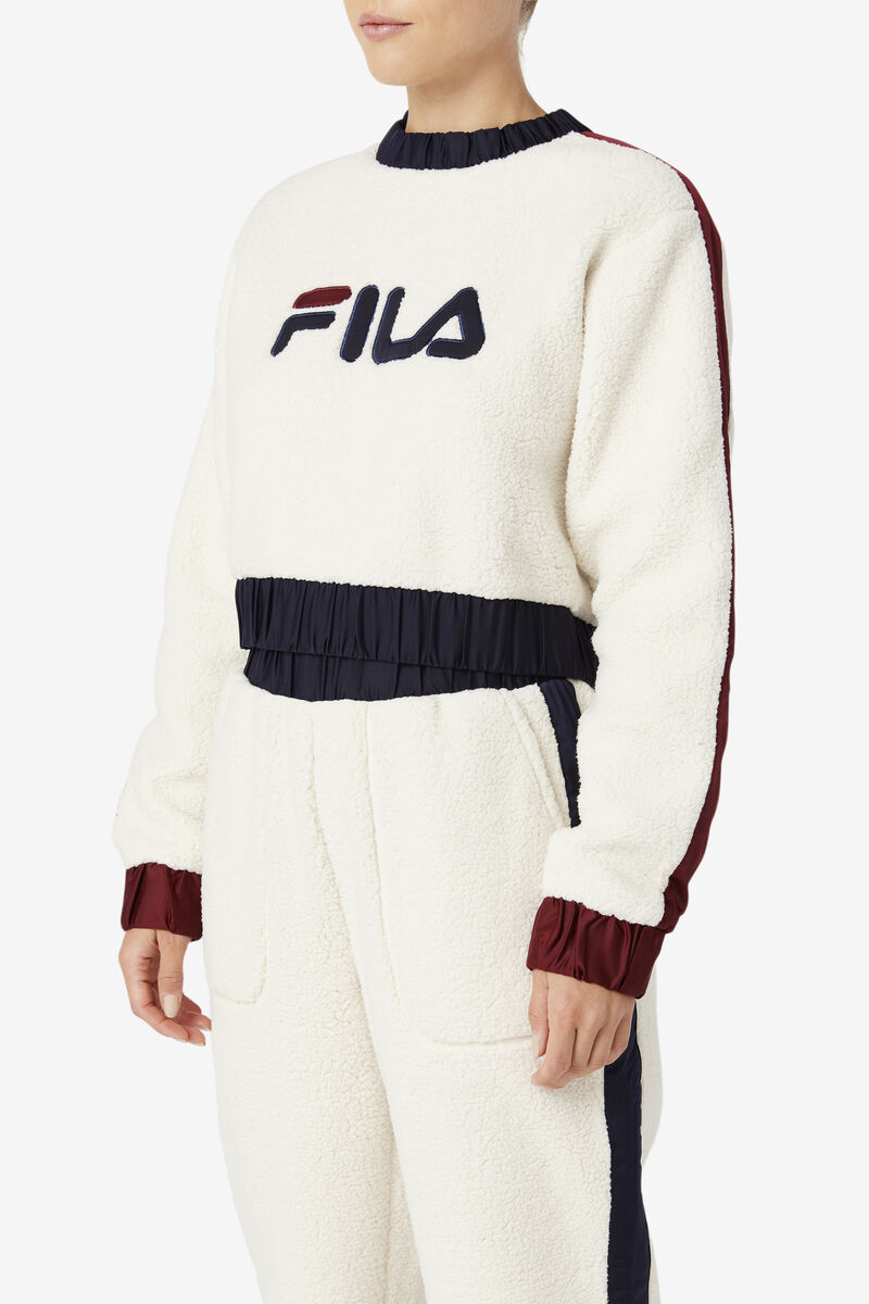Women's Fila Tabitha Crewneck Tracksuits Navy / Brown | UbuN7NpQYdh